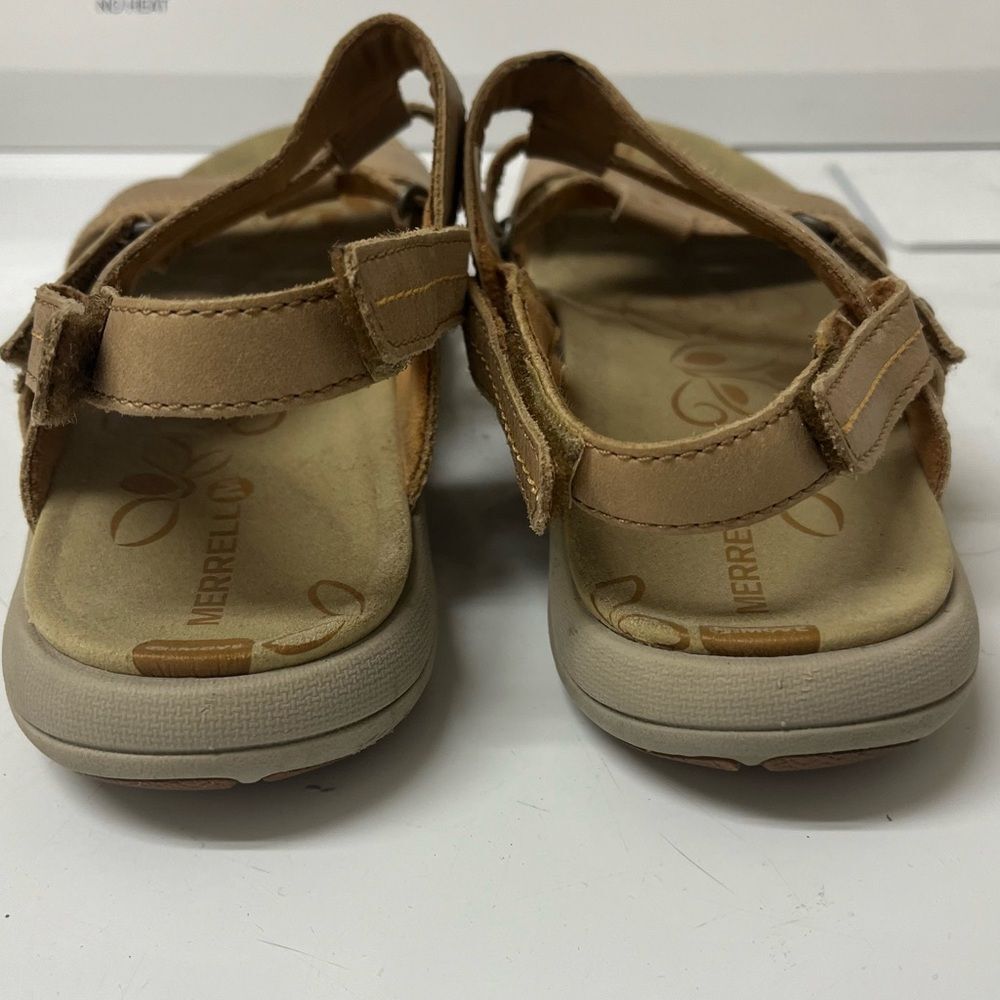 Merrell Swivel Lavish Women’s Sand Dollar Tan Leather Strappy Sandals SZ 9 - Picture 4 of 5